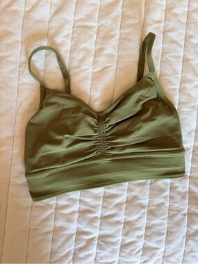 Lululemon Olive Green Ruched Bralette Sports Bra - Size 6